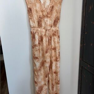 Japna Tan and Cream Tie-Dye Sleeveless Jumpsuit